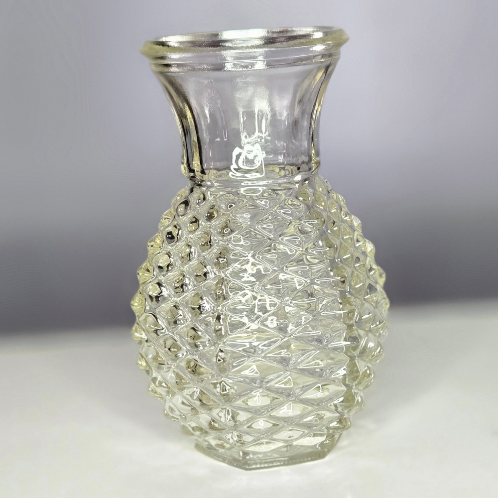 Vintage 1982 FTD Diamond Cut Pineapple Glass Vase